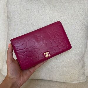 Chanel Hot Pink Camellia Bifold Wallet